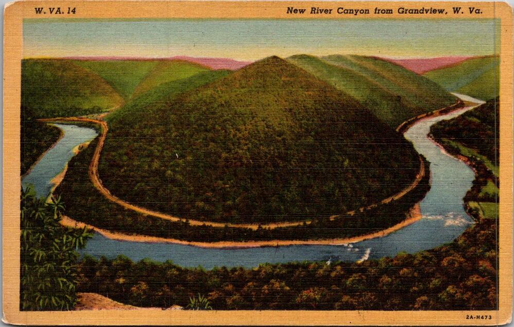 New River Canyon From Grandview W. VA Vintage Postcard SP17-15